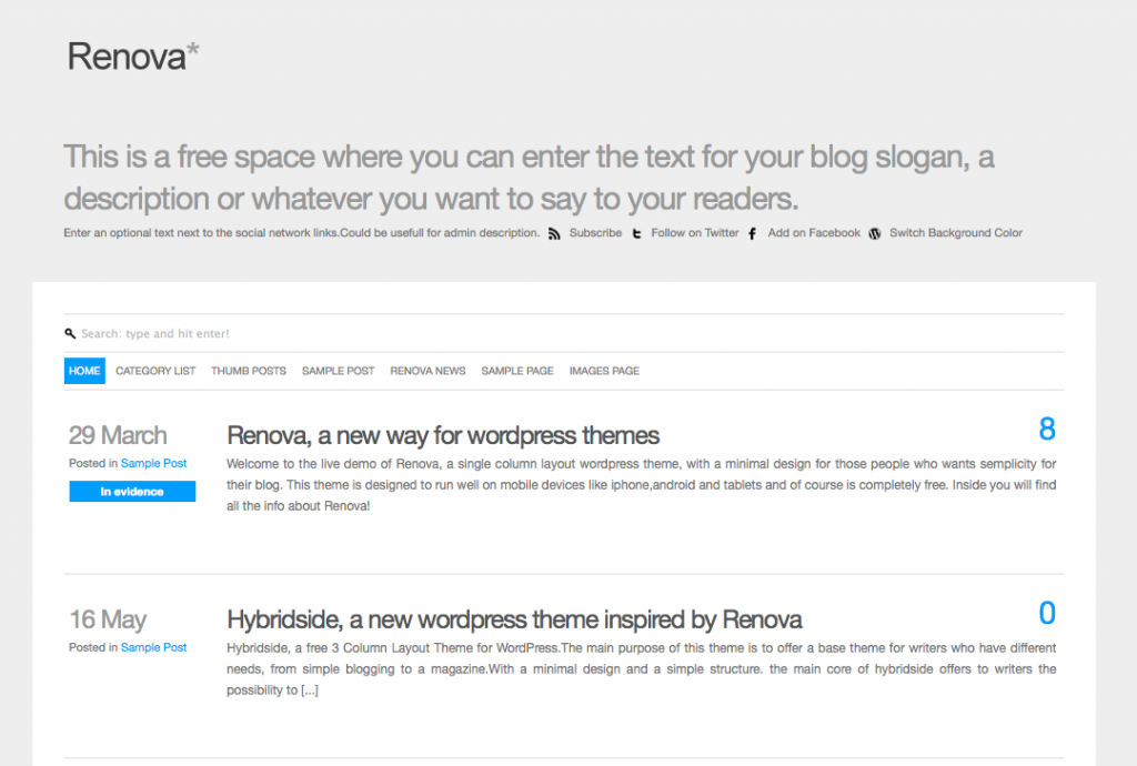 Renova free responsive WordPress theme