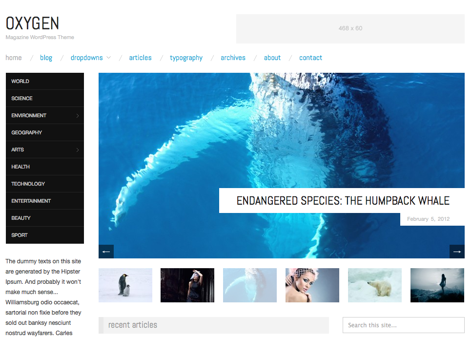 Oxygen free responsive WordPress theme