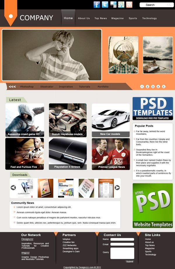 company - Free Photoshop Website Templates