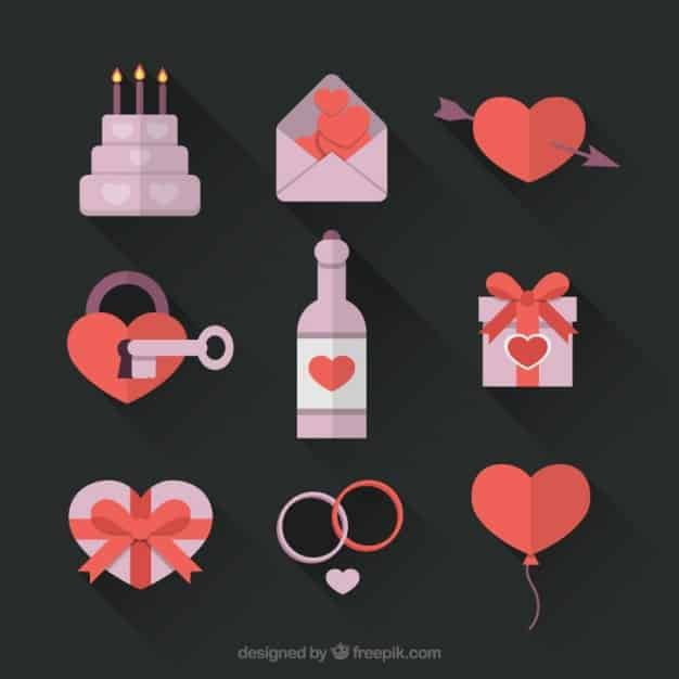 -décorative valentine day-elements-in-a-flat style