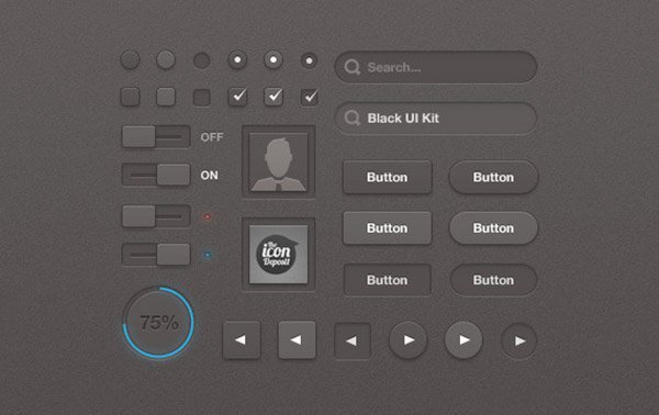 Black Free Photoshop UI Kit
