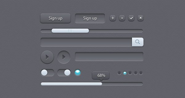 Grey Free Photoshop Ui Kit