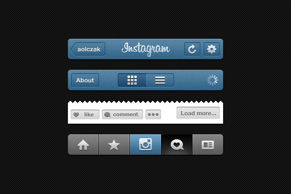 Instagram Free Photoshop UI Kit
