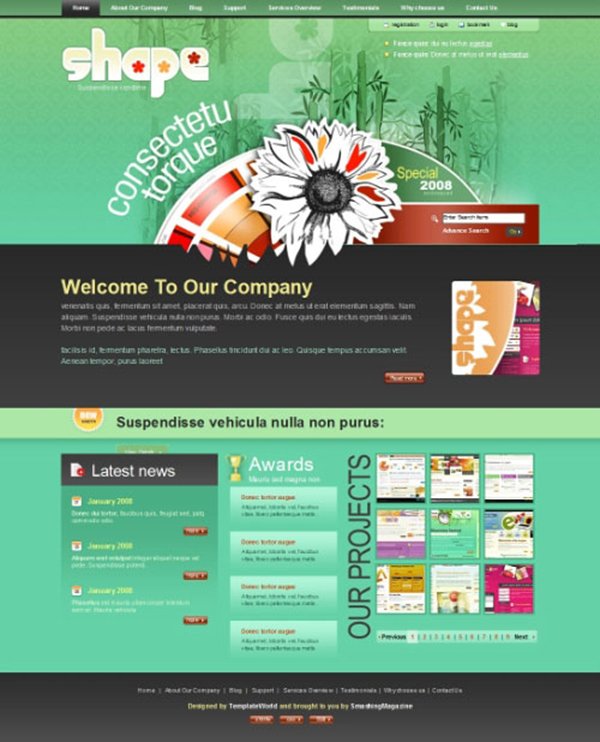 shape - Free Photoshop Website Templates